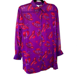 Vintage Red Hat Ladies' Sheer Blouse Size Large - Excellent Condition
